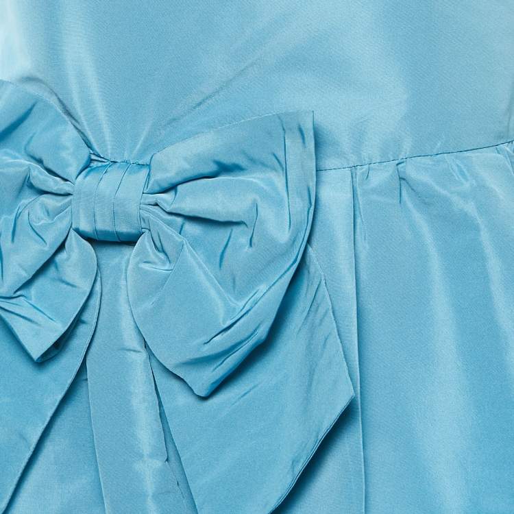 Pre Owned RED Valentino Blue Synthetic Bow Detail Flounce Mini Dress M