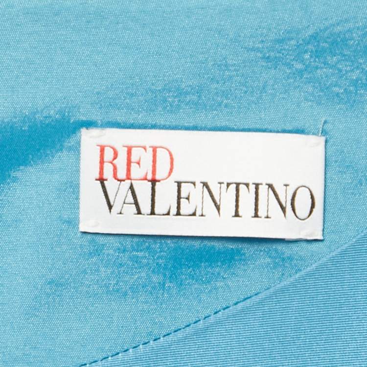 Pre Owned RED Valentino Blue Synthetic Bow Detail Flounce Mini Dress M