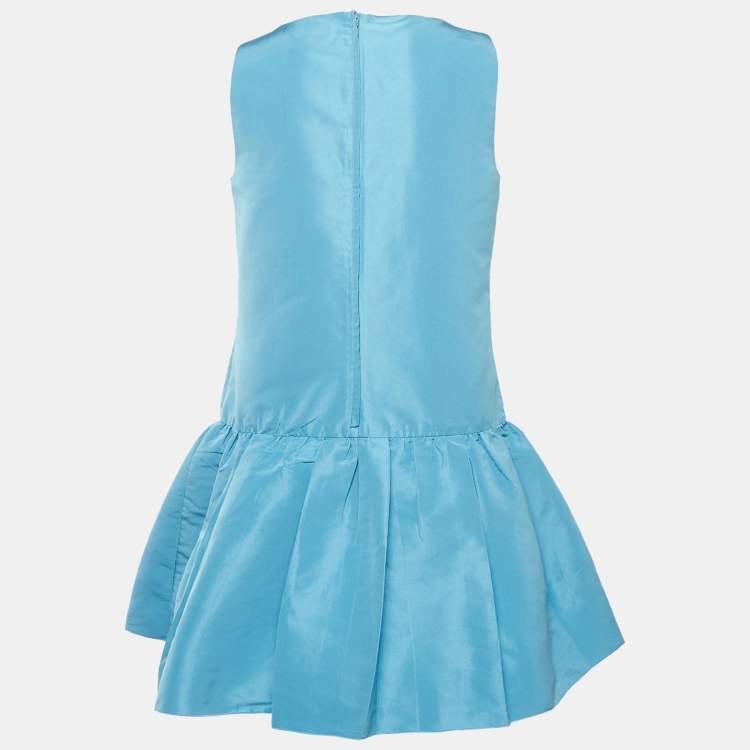 Pre Owned RED Valentino Blue Synthetic Bow Detail Flounce Mini Dress M