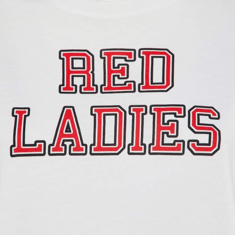 Pre Owned RED Valentino White Red Ladies Cotton Distressed T-Shirt S