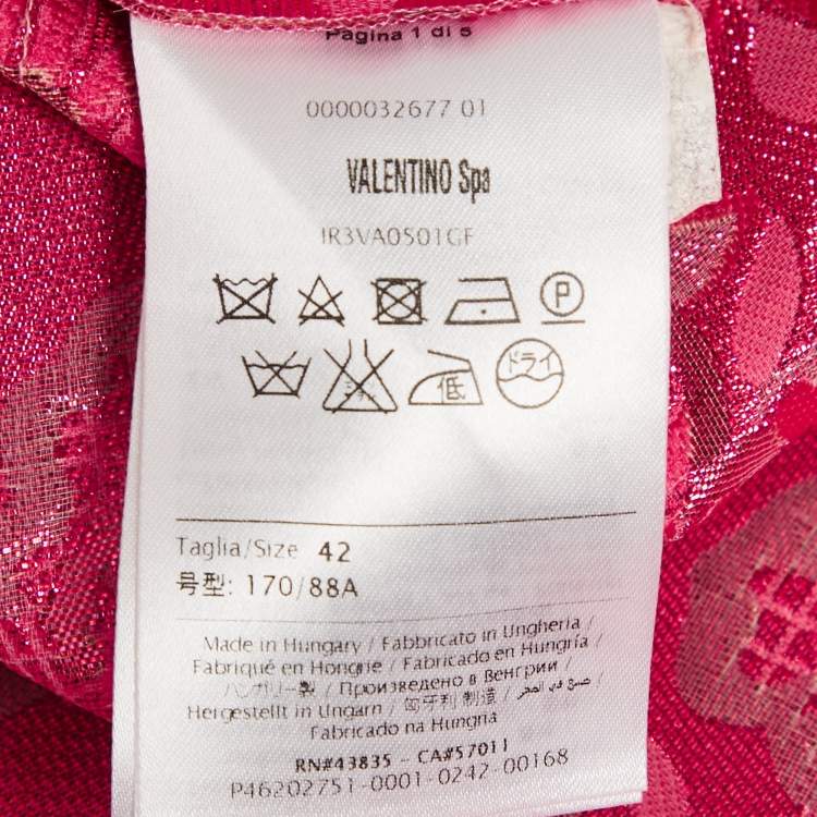Pre Owned RED Valentino Pink Floral Metallic Jacquard Mini Dress M