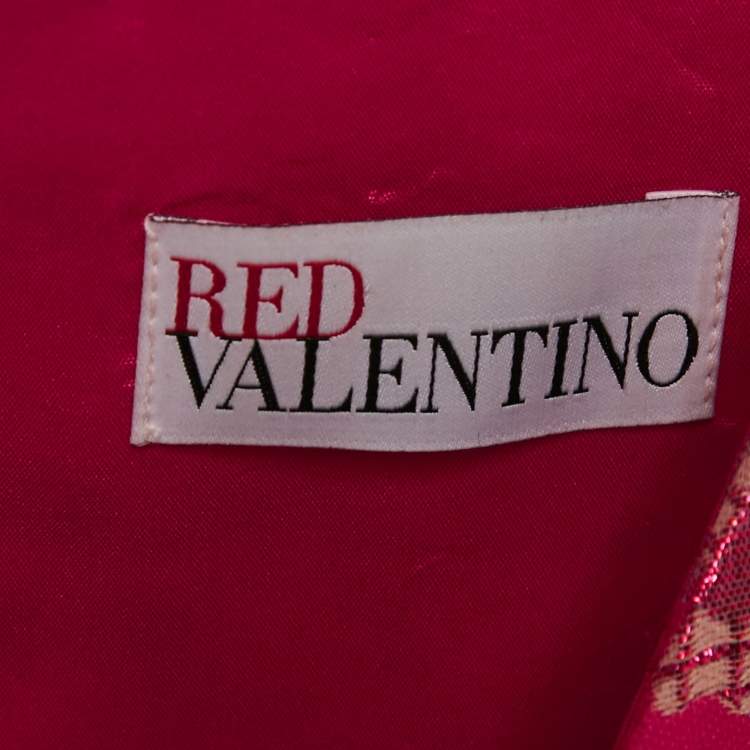 Pre Owned RED Valentino Pink Floral Metallic Jacquard Mini Dress M