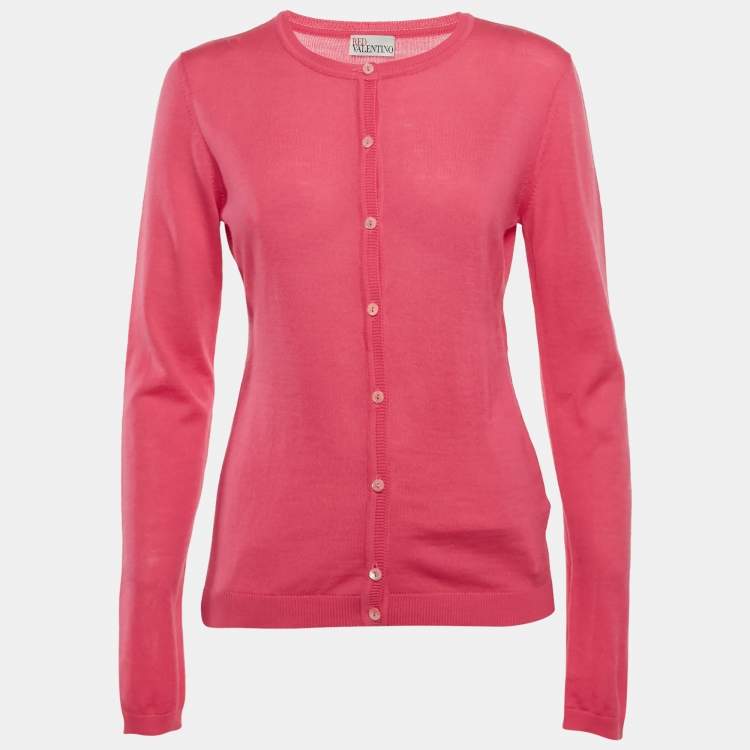 Pre Owned RED Valentino Pink Wool Knit Cardigan L