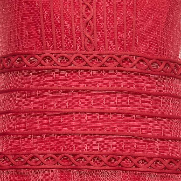 Pre Owned RED Valentino Pink Mesh Cord Detail Gown S