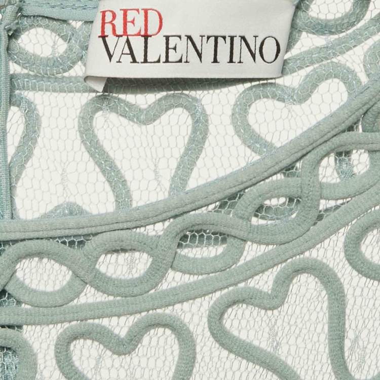 مملوكة مسبقًا RED Valentino Mint Green Tulle Midi Dress S