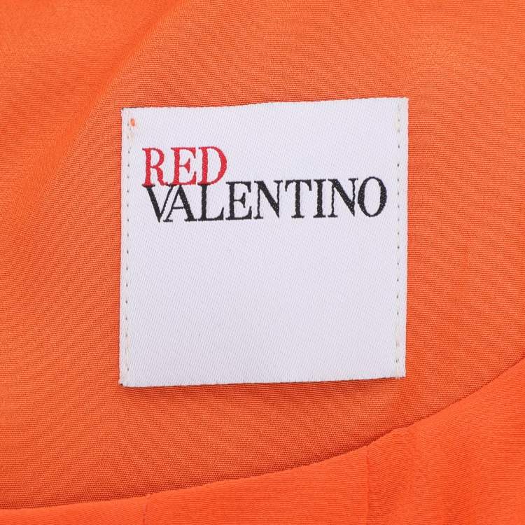 Pre Owned RED Valentino Orange Crepe Pleated Mini Dress M
