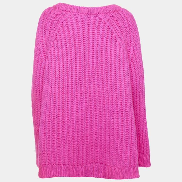 Pre Owned RED Valentino Pink Rib Knit Oversized Sweater M