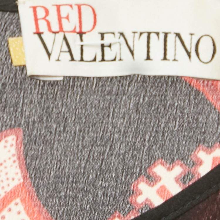 Pre Owned RED Valentino Black /Red Printed Silk Short Dress M