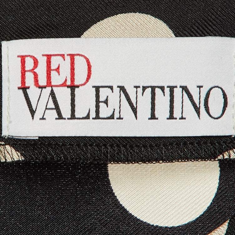 Pre Owned RED Valentino Black Polka Dot Print Silk Mini Dress S