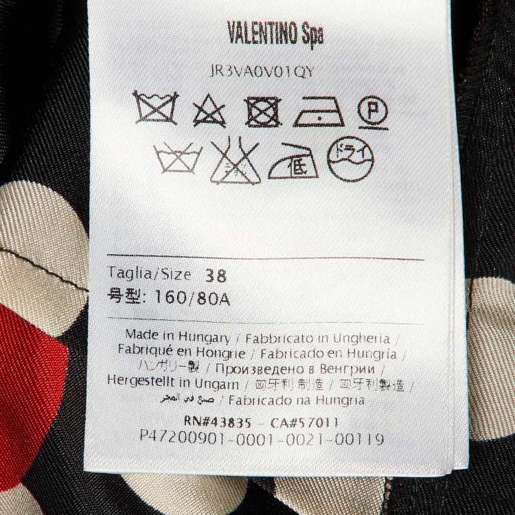 Pre Owned RED Valentino Black Polka Dot Print Silk Mini Dress S