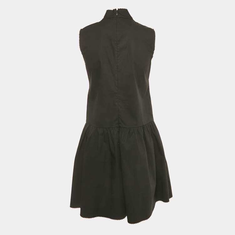 Pre Owned RED Valentino Black Poplin Bow Detail Drop-Waist Dress M