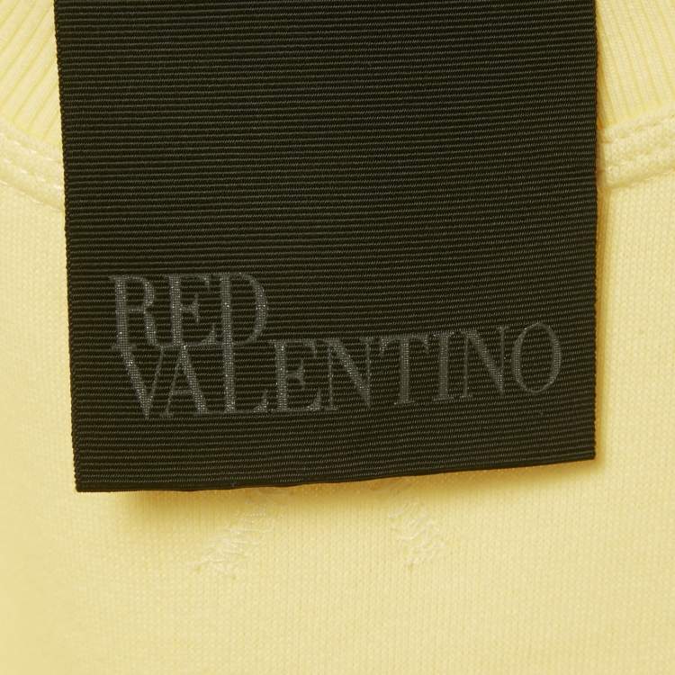 Pre Owned RED Valentino Yellow Cotton Jersey and Synthetic Asymmetric Dress XS