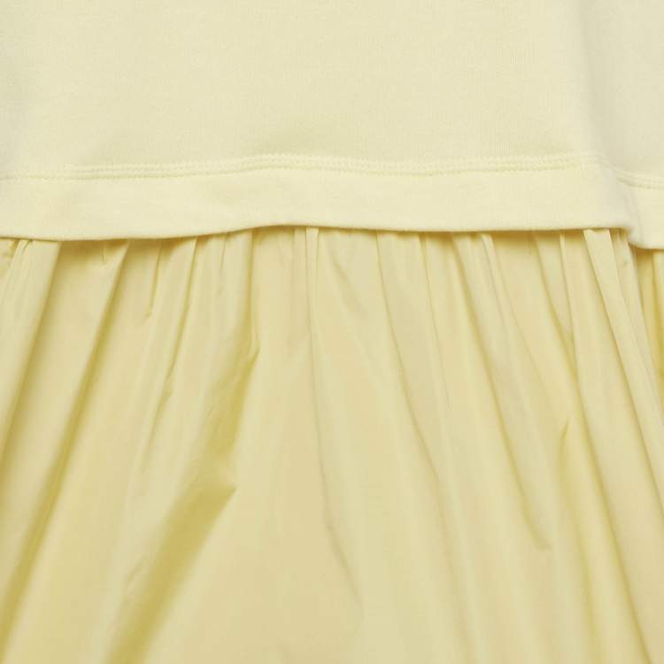 Pre Owned RED Valentino Yellow Cotton Jersey and Synthetic Asymmetric Dress XS