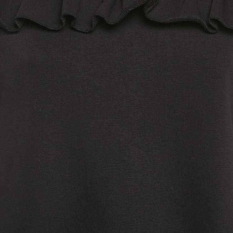 Pre Owned RED Valentino Black Cotton Knit Point D'Esprit Tulle Detail Sweatshirt S