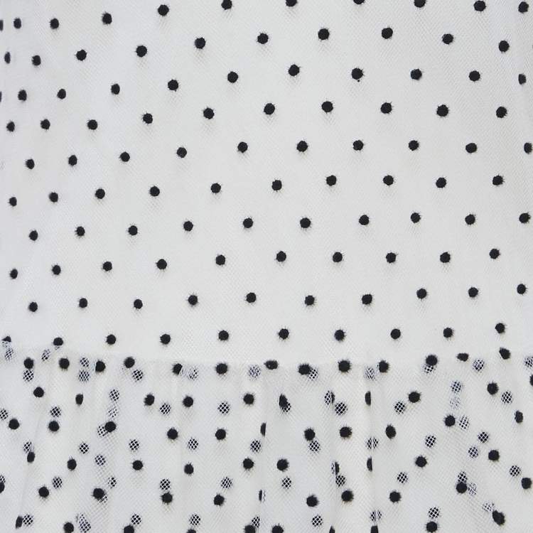 Pre Owned Red Valentino Cream Swiss Dot Tulle Layered Maxi Dress S