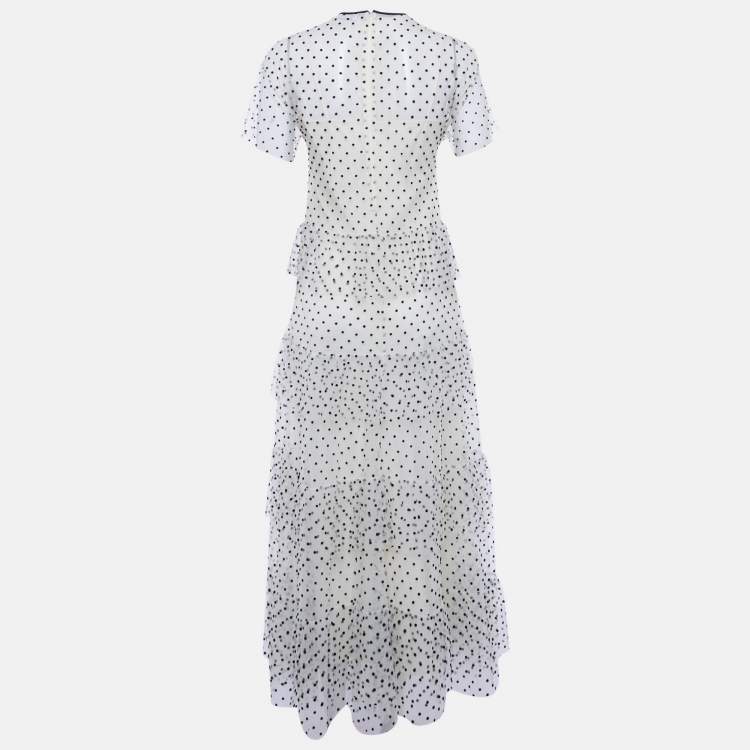 Pre Owned Red Valentino Cream Swiss Dot Tulle Layered Maxi Dress S