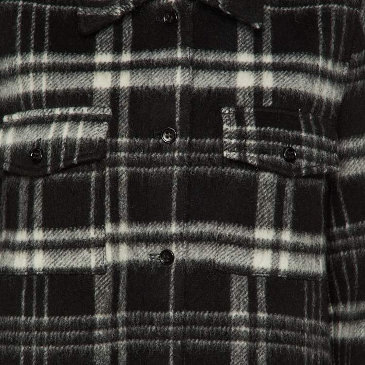 Pre Owned RED Valentino Black Plaid Checked Wool Button Front Jacket S