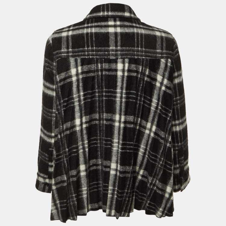 Pre Owned RED Valentino Black Plaid Checked Wool Button Front Jacket S