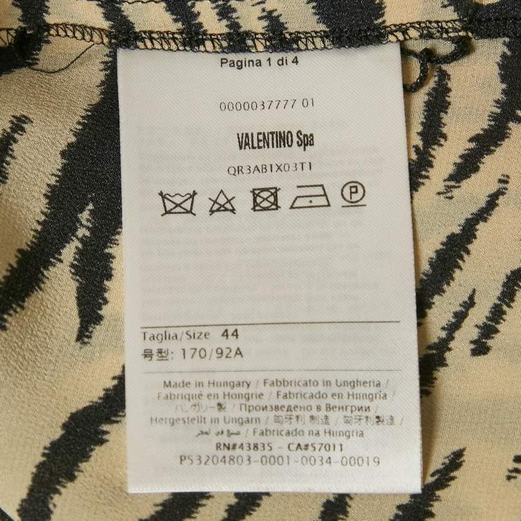 Pre Owned RED Valentino Yellow /Black Tiger Print Silk Neck Tie Detail Top M