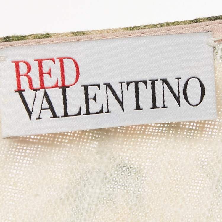 Pre Owned RED Valentino Green Floral Print Ramie Mini Dress S