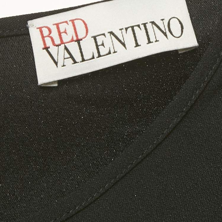 Pre Owned RED Valentino Black Crepe Frill Flounced Hem Mini Dress S 