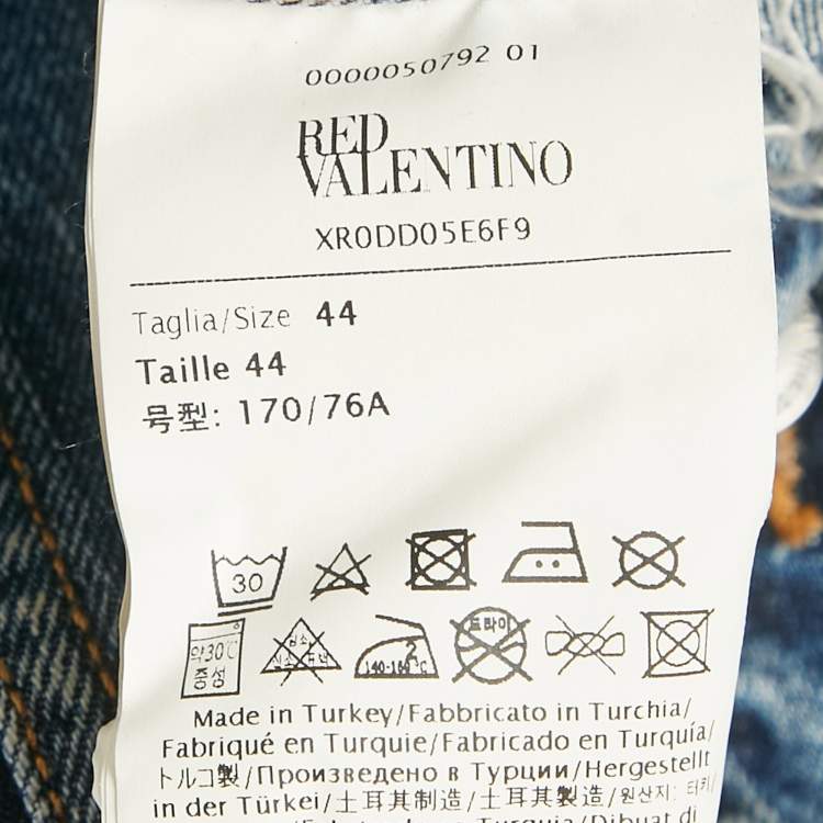 Pre Owned RED Valentino Blue Washed Frayed Denim Mini Skirt M Waist 27"