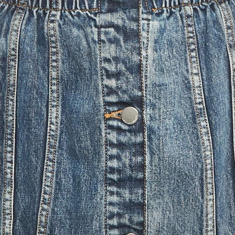 Pre Owned RED Valentino Blue Washed Frayed Denim Mini Skirt M Waist 27"