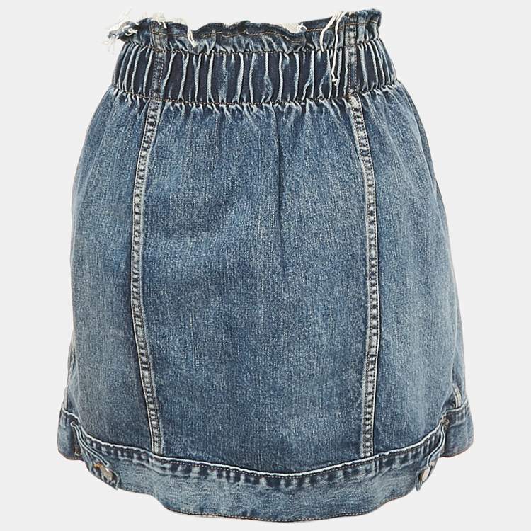 Pre Owned RED Valentino Blue Washed Frayed Denim Mini Skirt M Waist 27"