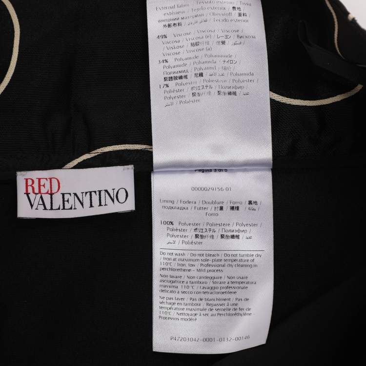 مملوكة مسبقًا RED Valentino Black Printed Chiffon Midi Flared Skirt L