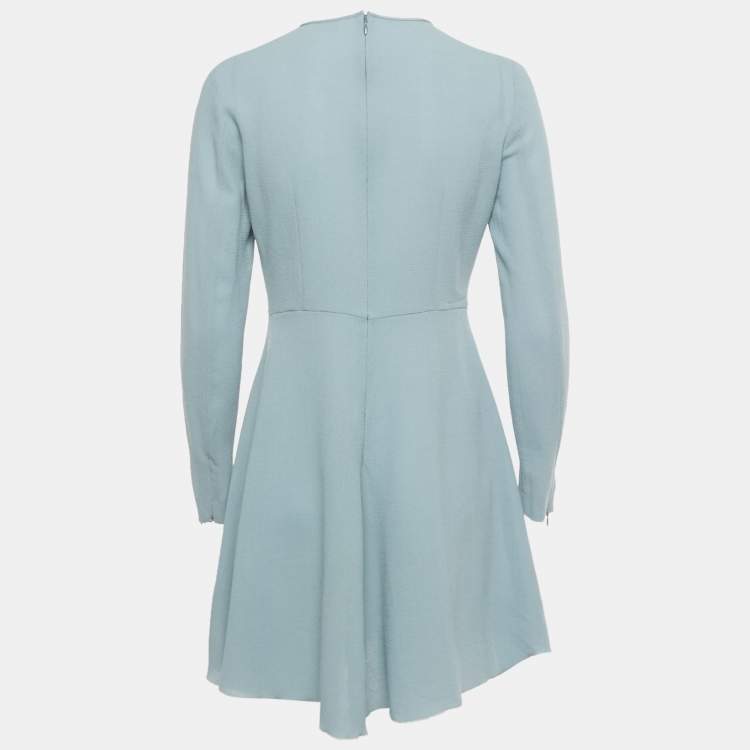 Pre Owned RED Valentino Blue Mesh Trim Crepe Mini Dress M