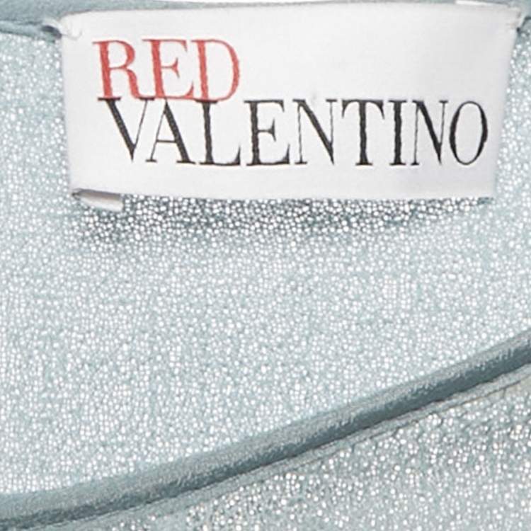 Pre Owned RED Valentino Blue Mesh Trim Crepe Mini Dress M