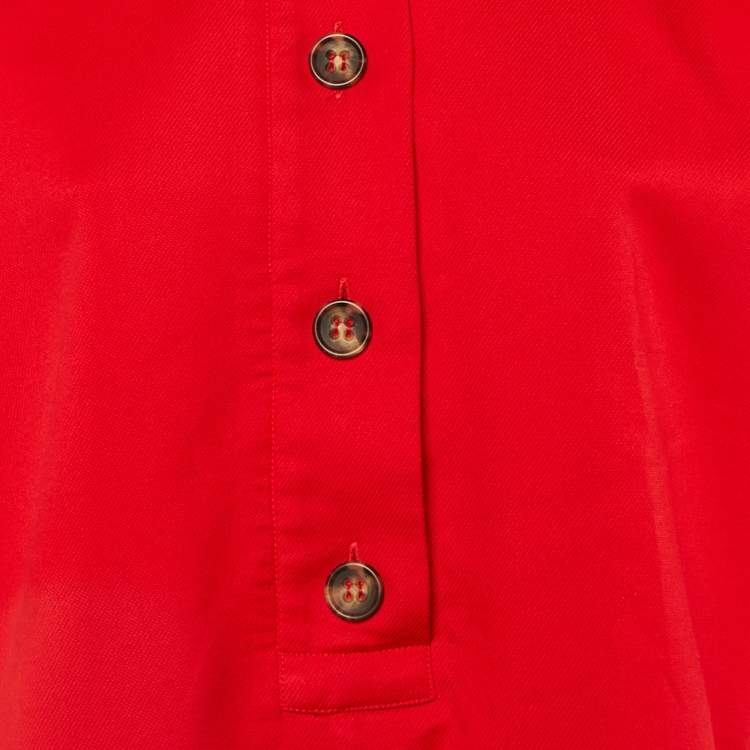 Pre Owned RED Valentino Red Cotton Button Front Top S