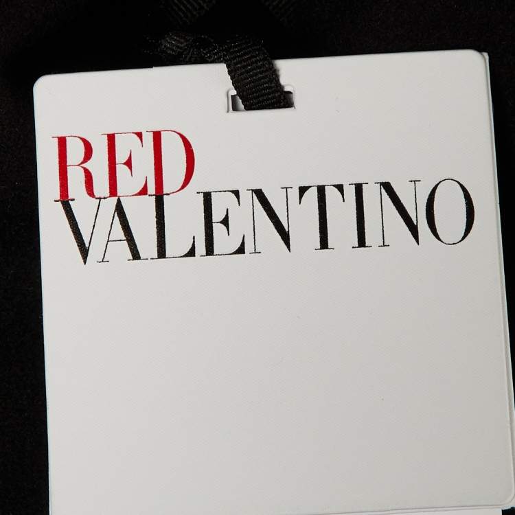 Pre Owned RED Valentino Black Wool Bow Detail Coat L