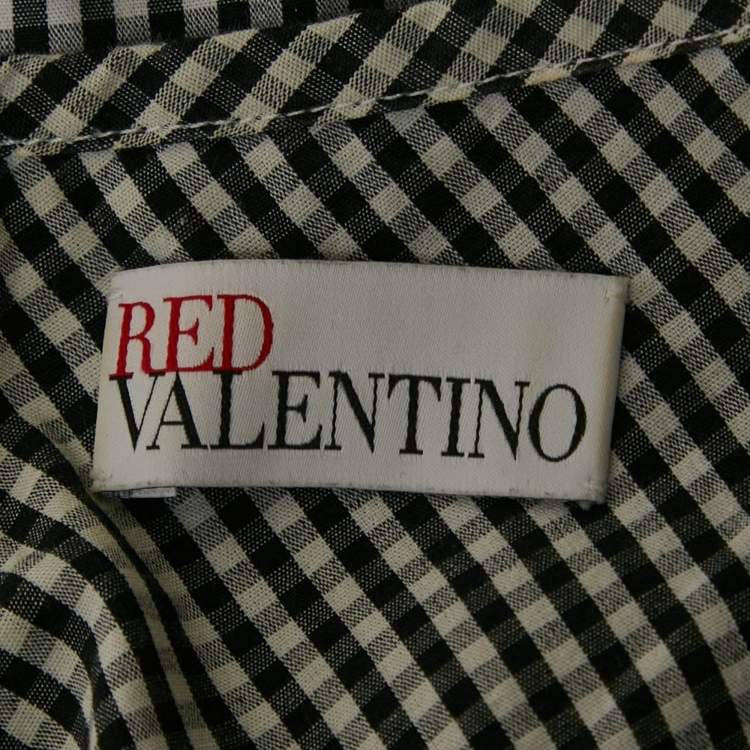 Pre Owned RED Valentino Grey /White Checkered Print Cotton Mini Dress S