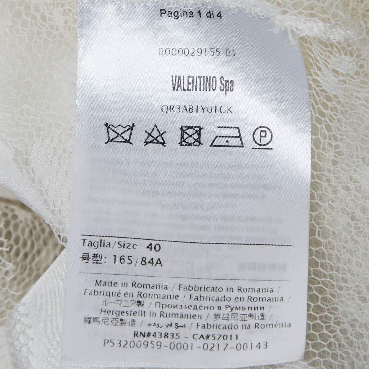 Pre Owned RED Valentino White Mesh Neck Tie Detail Top S