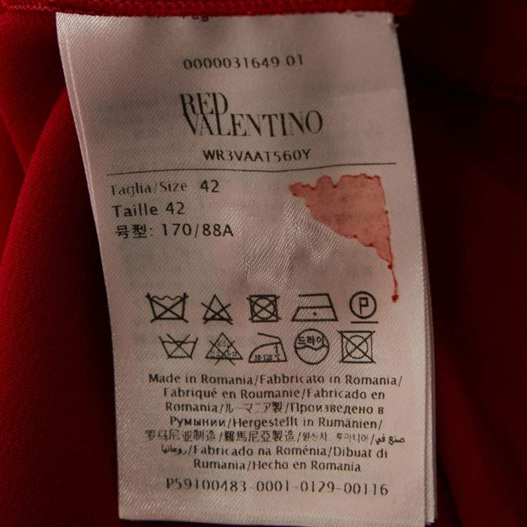 مملوكة مسبقًا RED Valentino Red Crepe Collar Mini Dress M