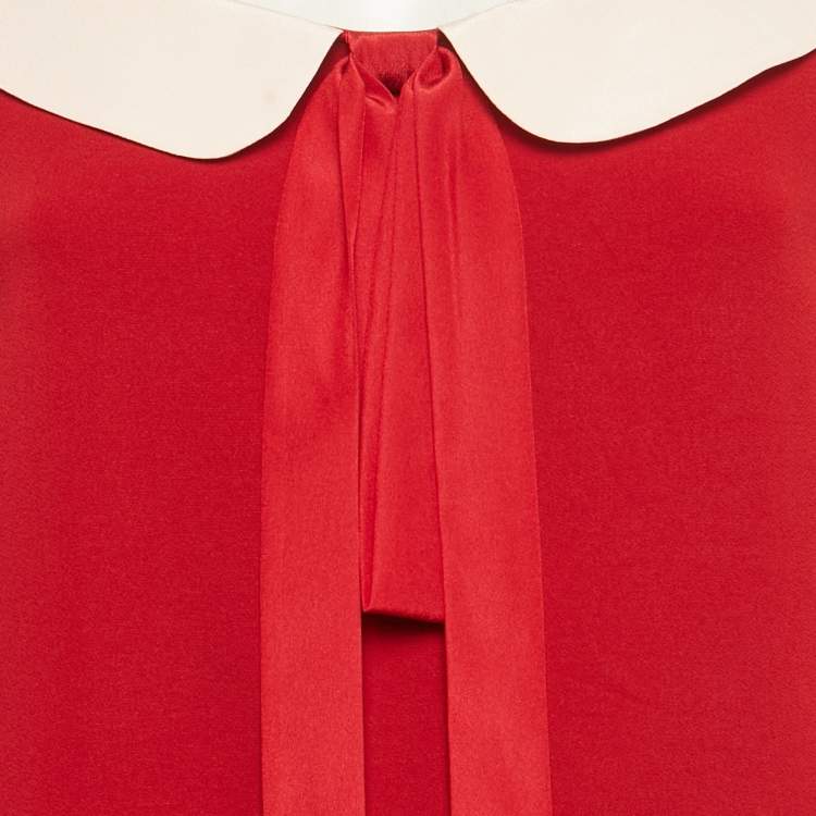 مملوكة مسبقًا RED Valentino Red Crepe Collar Mini Dress M