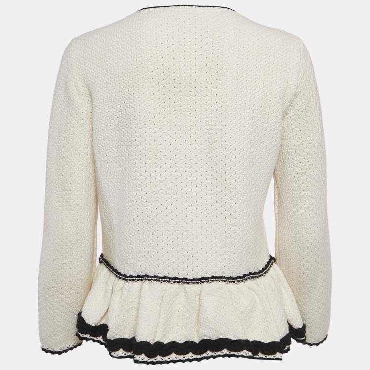 مملوكة مسبقًا RED Valentino White Crochet Ric-Rac Peplum Jacket M