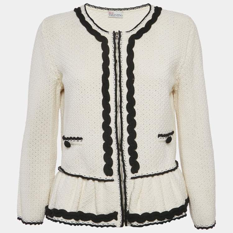 مملوكة مسبقًا RED Valentino White Crochet Ric-Rac Peplum Jacket M