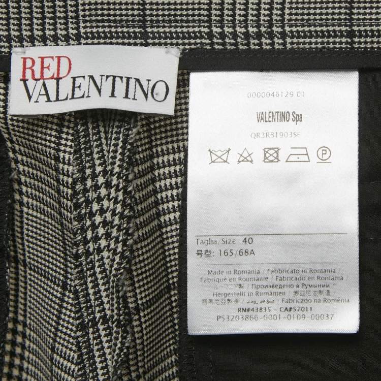 Pre Owned RED Valentino Grey Houndstooth Pattern Wool Pants S