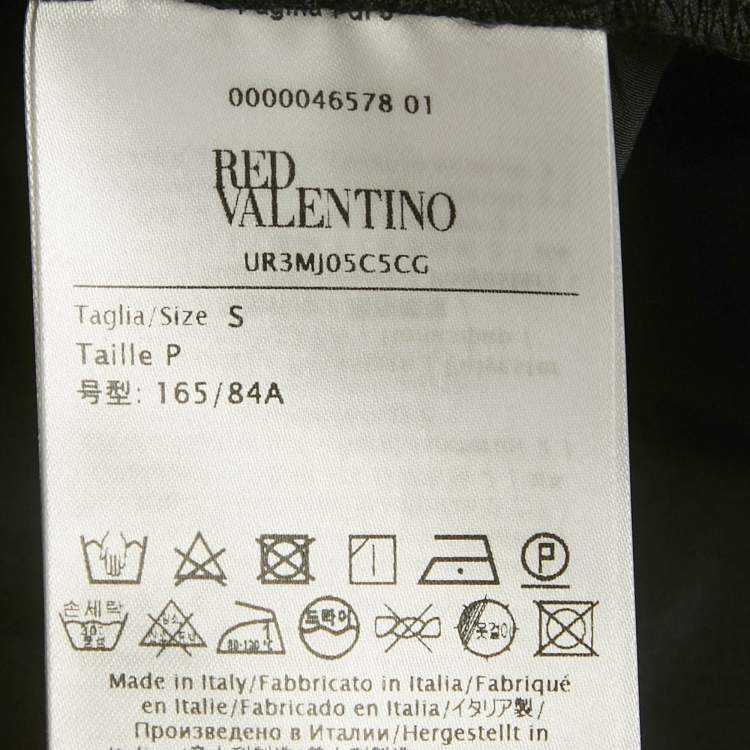 Pre Owned RED Valentino White/Black Plumetis Trim Jersey and Crepe Mini Dress S