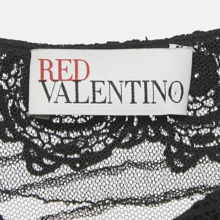 Pre Owned RED Valentino Black Tulle & Lace Mini Dress XS