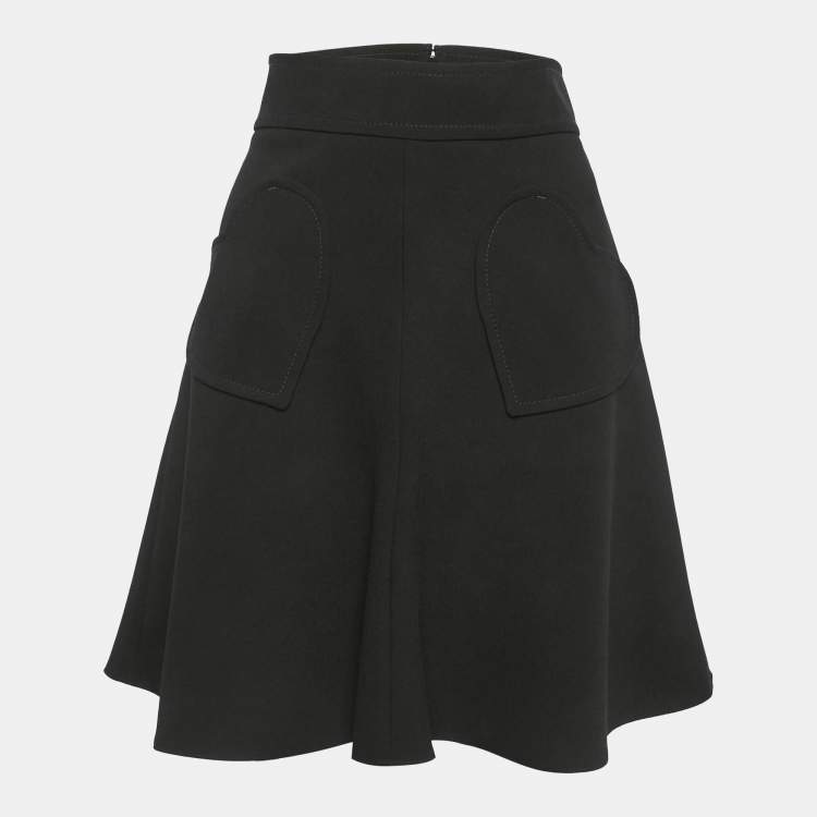 Pre Owned RED Valentino Black Crepe Heart Pocket Detail Mini Skirt M