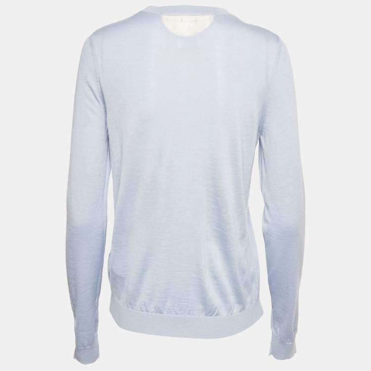 Pre Owned RED Valentino Blue Tulle Trim Cashmere Knit Sweatshirt M