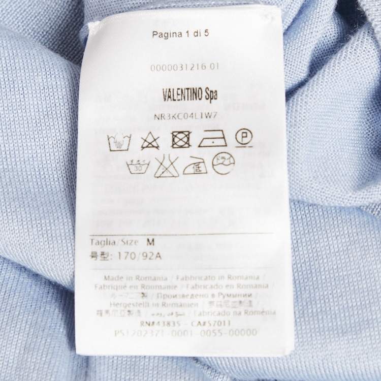 Pre Owned RED Valentino Blue Tulle Trim Cashmere Knit Sweatshirt M