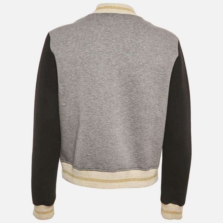 Pre Owned RED Valentino Grey Bird Embroidered Neoprene Jacket L