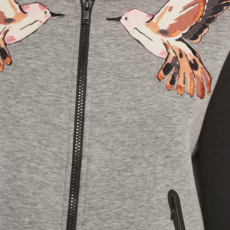 Pre Owned RED Valentino Grey Bird Embroidered Neoprene Jacket L