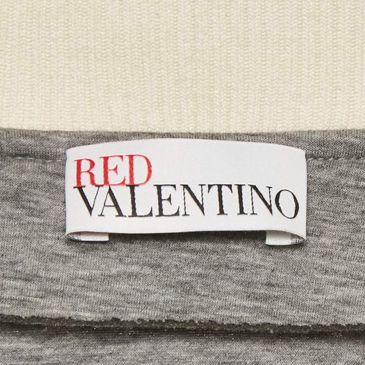 Pre Owned RED Valentino Grey Bird Embroidered Neoprene Jacket L