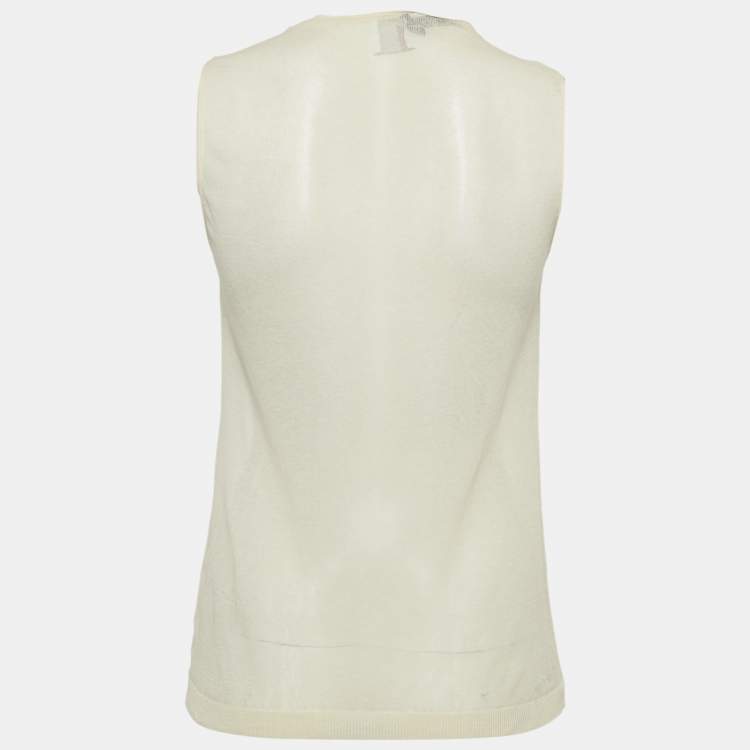 Pre Owned RED Valentino Beige Floral Applique Detail Knit Top L