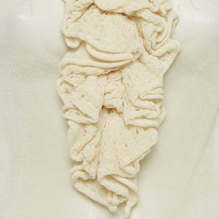 Pre Owned RED Valentino Beige Floral Applique Detail Knit Top L